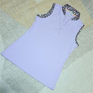 Junior Girls Purple Golf Tank, Floral Accents, L